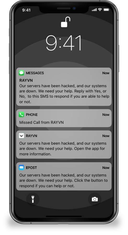 RAYVN Cybervarsler på iPhone