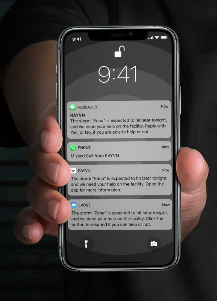 iPhone 11 Pro RAYVN app notifications