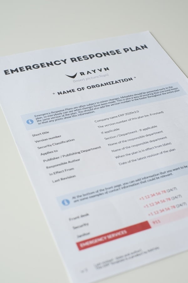 RAYVN Emergency Response Plan - Contingency Plan