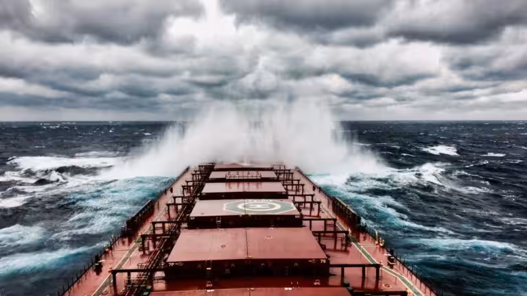 Shipping/maritime: industry insights for critical event management 15 Skip i storm med mørke skyer