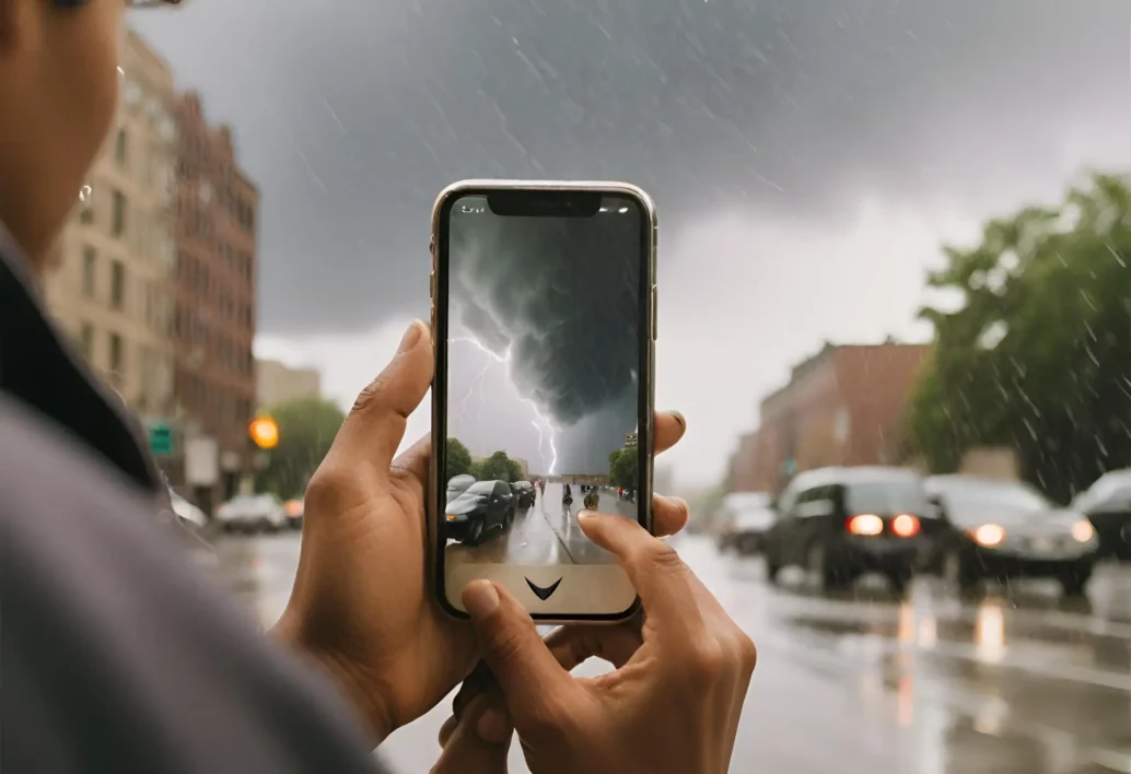 A storm in a city. iPhone user documents the incident with RAYVN