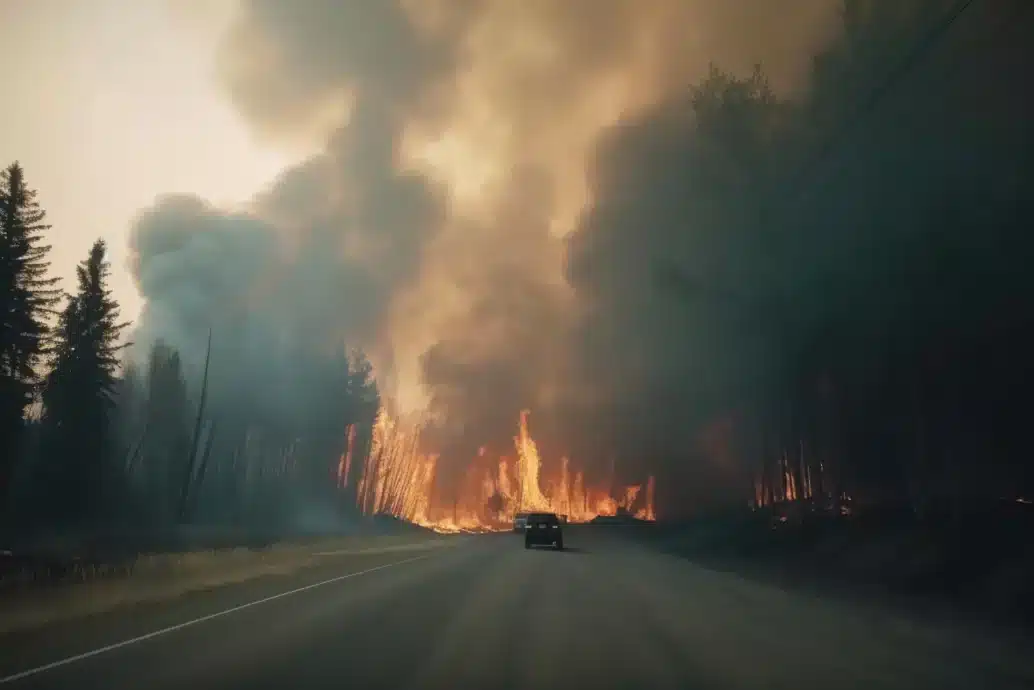 Communities at Risk: How to Strengthen Preparedness and Build Resilience 1 Forest fire on road with cars