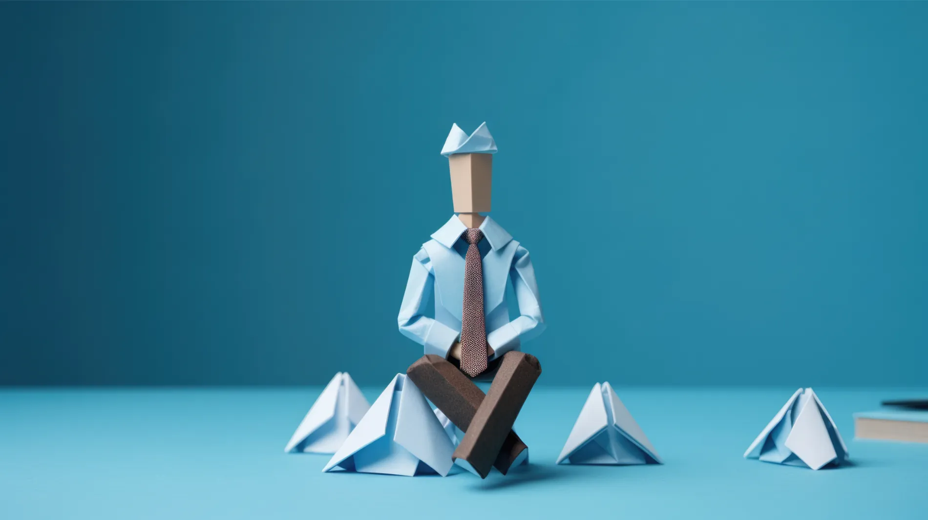 Concept of person with ideas as folded paper