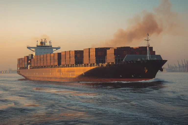 vecteezy a large cargo ship is sailing through the ocean with the sun 46519528